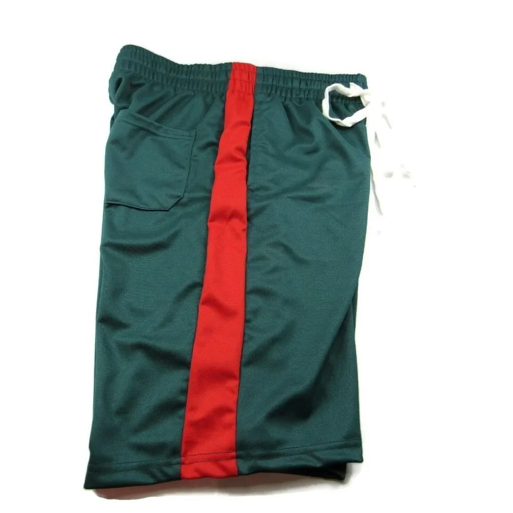 Hollywood Men's Fleece Knit Shorts Green/Red Size Medium (32-34) New